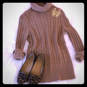 J Crew Cambridge Cable Knit Camel Turtleneck! 🐪